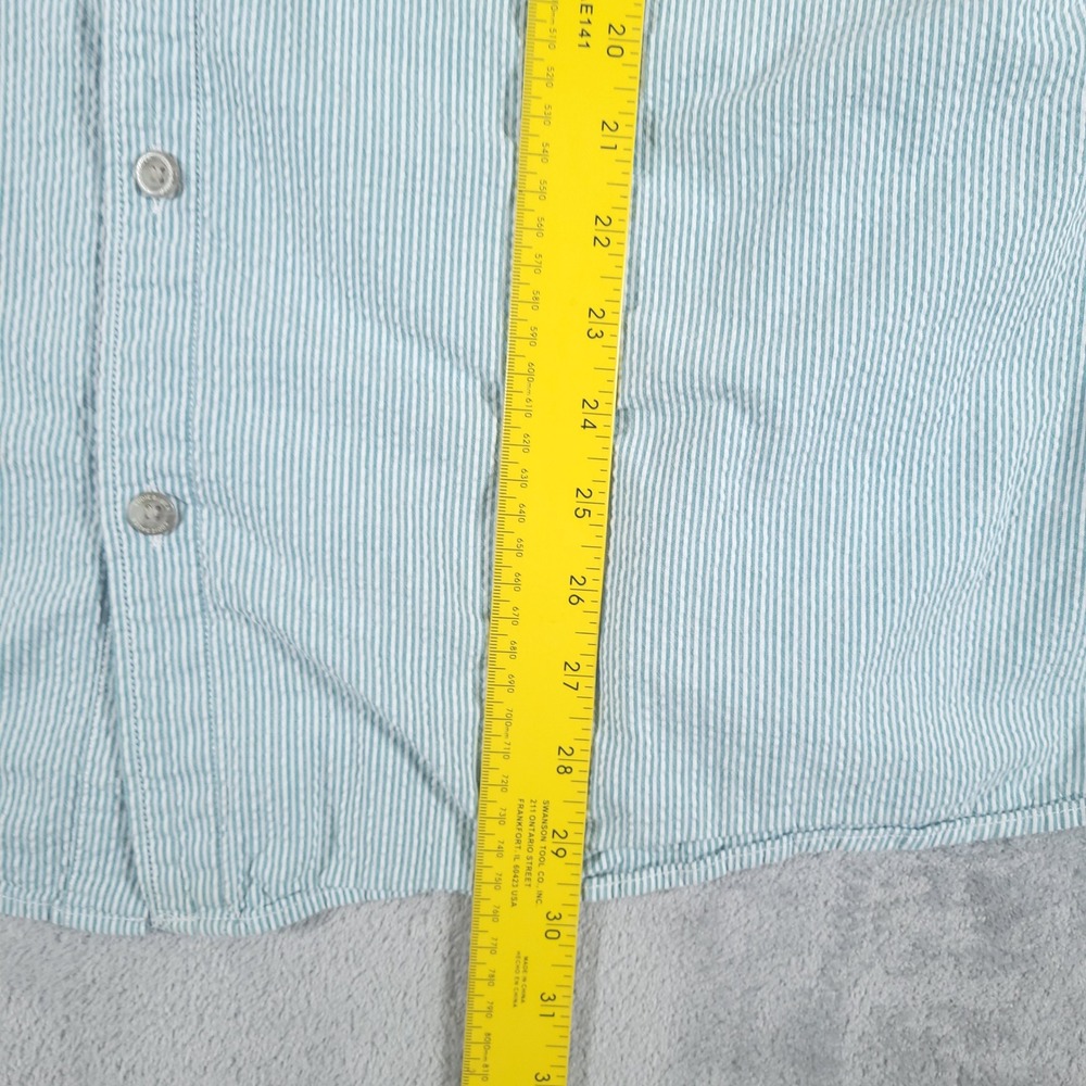 Eddie Bauer Shirt Mens 2XL Green Seersucker Short Sleeve Button Up Classic Fit - Picture 6 of 10